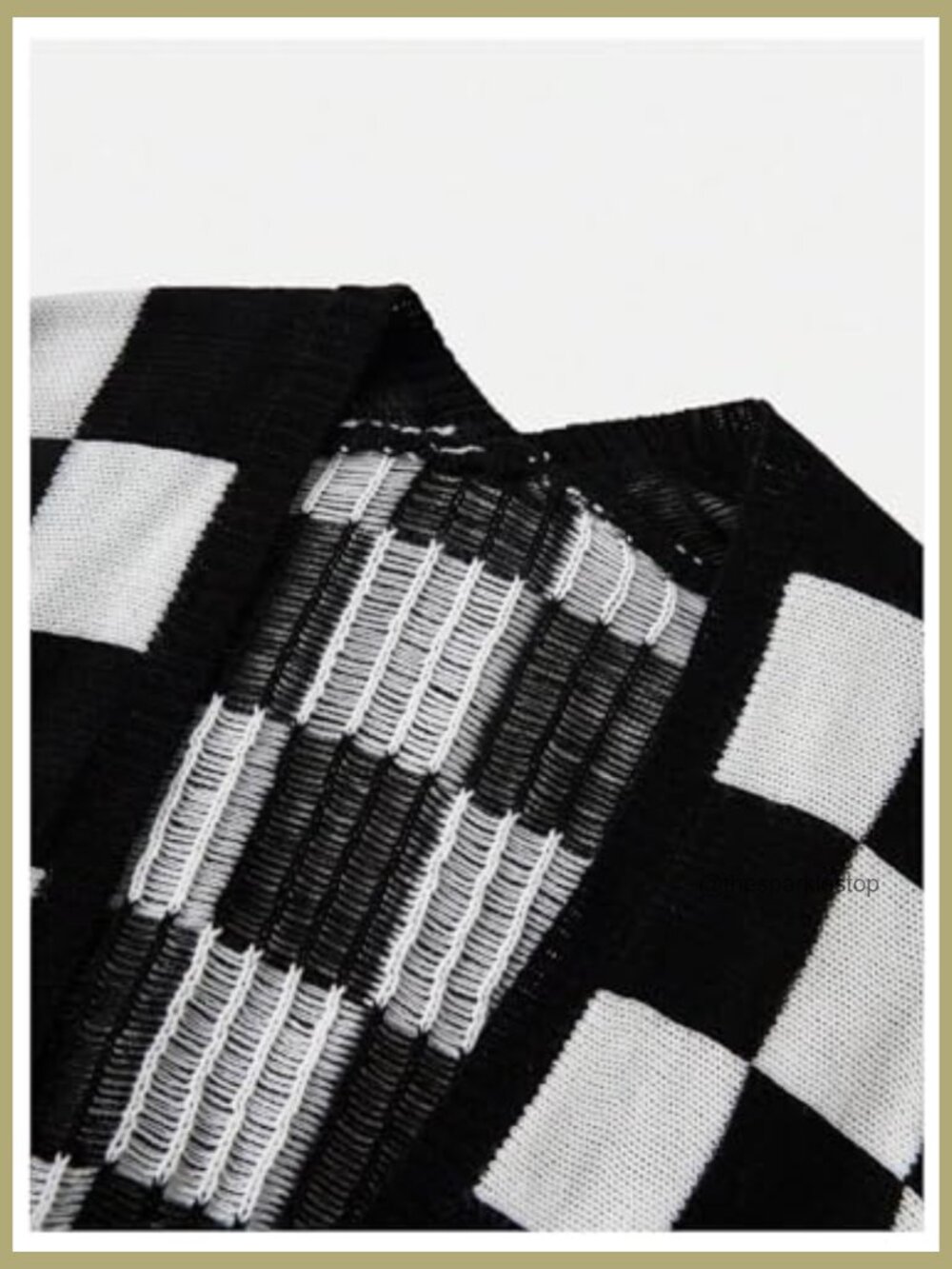 Oversized Checkered Cardigan Sweater Long Sleeve Open Front Lightweight High - Picture 4 of 7